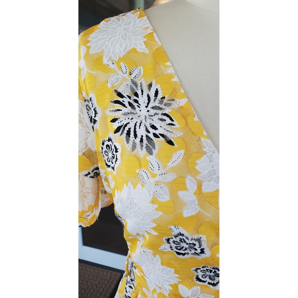 L'atiste by Amy Womens Floral Tiered Maxi Dress Yellow Red Blue S - Picture 2 of 7